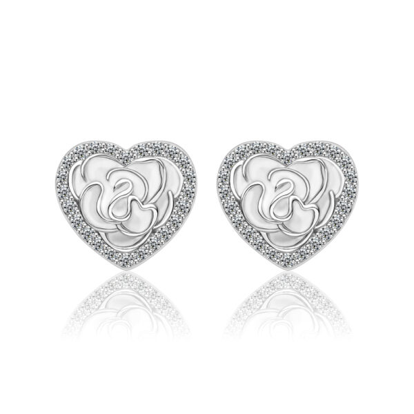 Rosette Heart Studs
