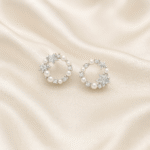 92.5 sterling silver circular stud earrings with pearls, stars, and cubic zirconia, hypoallergenic and anti-tarnish — Masaira
