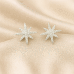 Celestial Radiance Studs in 92.5 silver with pavé CZ starburst design, hypoallergenic and anti-tarnish — Masaira