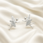 Enchanted Fairy Studs in 92.5 silver with CZ-encrusted fairy design, hypoallergenic and anti-tarnish — Masaira