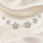 Twinkling Stars earrings in 92.5 silver with pavé CZ star design, hypoallergenic and anti-tarnish — Masaira