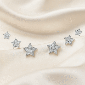 Twinkling Stars earrings in 92.5 silver with pavé CZ star design, hypoallergenic and anti-tarnish — Masaira