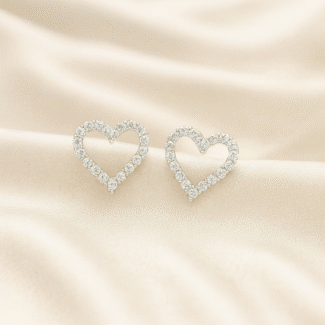 Radiant Heart Studs in 92.5 silver with open-heart CZ design, hypoallergenic and anti-tarnish — Masaira