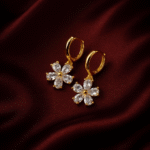 18 carat gold plated floral hoop earrings with cubic zirconia stones