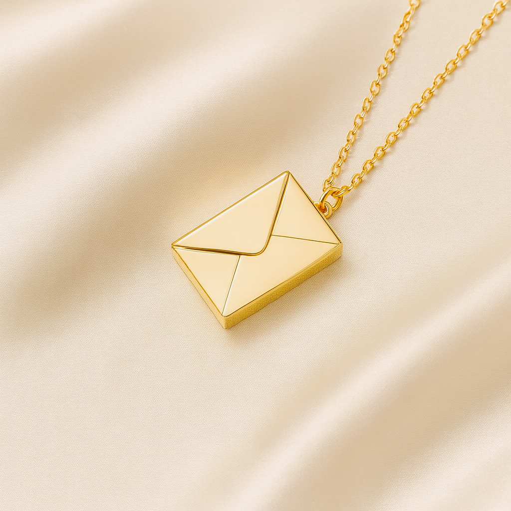 Gold-plated Golden Letter Necklace with envelope pendant
