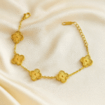 Gold plated floral charm bracelet for women in 18 carat gold