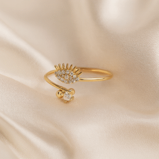 Celestia Eye Ring in 18 carat gold with cubic zirconia detailing
