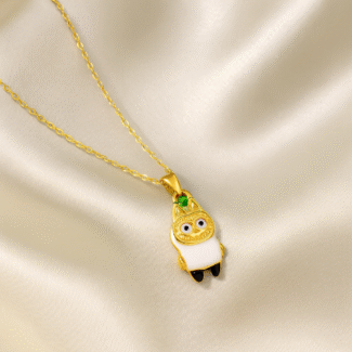 Labuboo Luxe Pendant Necklace in 18 carat gold with enamel detailing