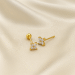 Bloom Stud Earrings in 18 carat gold with ball stopper and cubic zirconia stones