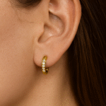18 carat gold plated small hoop earrings with cubic zirconia stones