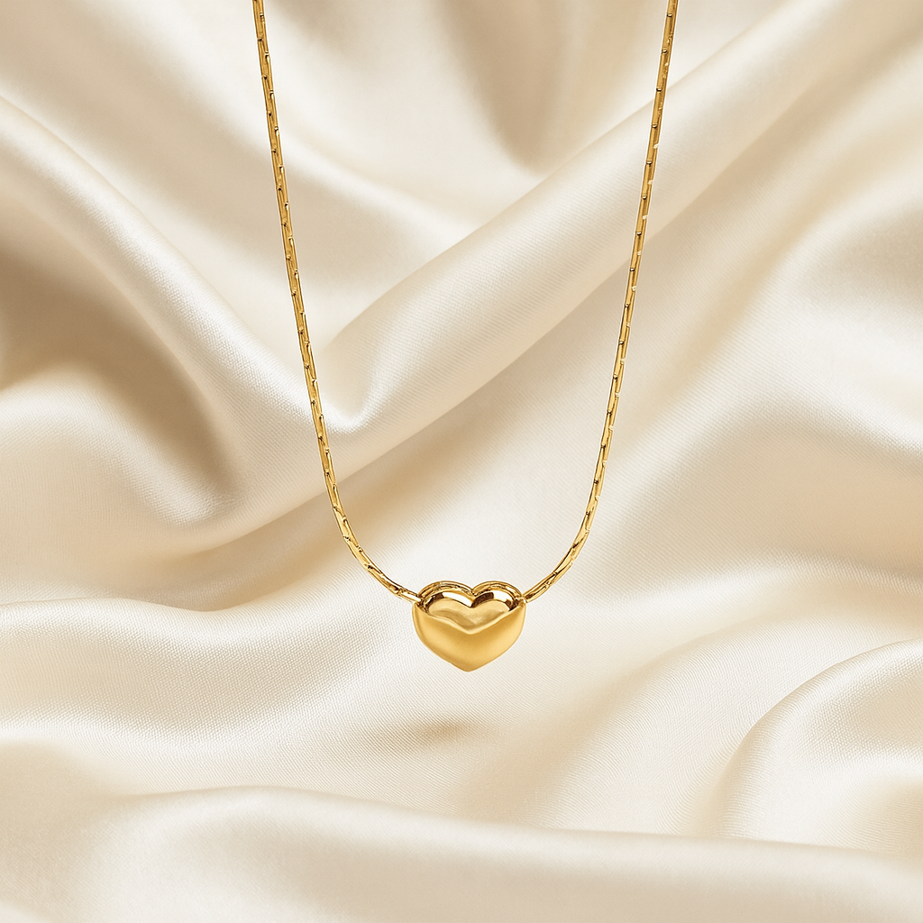 Golden Embrace Necklace | 18 Carat Gold Plated Minimal Heart Pendant | Masaira Golden Embrace Necklace in 18 carat gold with smooth heart pendant