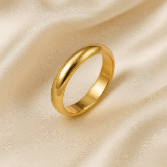 Eternal Classic Gold Band in 18 carat gold plated stainless steel with smooth domed finish.