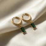 Emerald Gleam Drop Hoops
