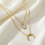 Celestia Duo Layered Crescent Necklace