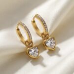 Amora Crystal Heart Hoops