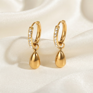Inara Crystal Huggie Teardrop Earrings